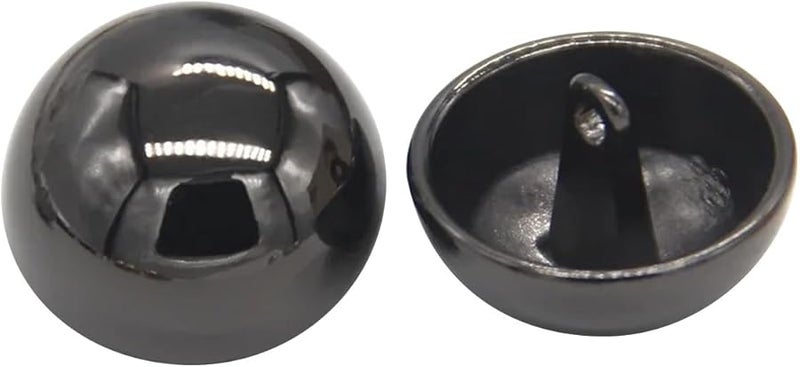 Black 13mm Half Round Metal Sewing Buttons 10PCS For Coats Windbreakers Knit Bags - Image 1